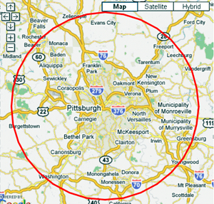 pittsburgh area  map